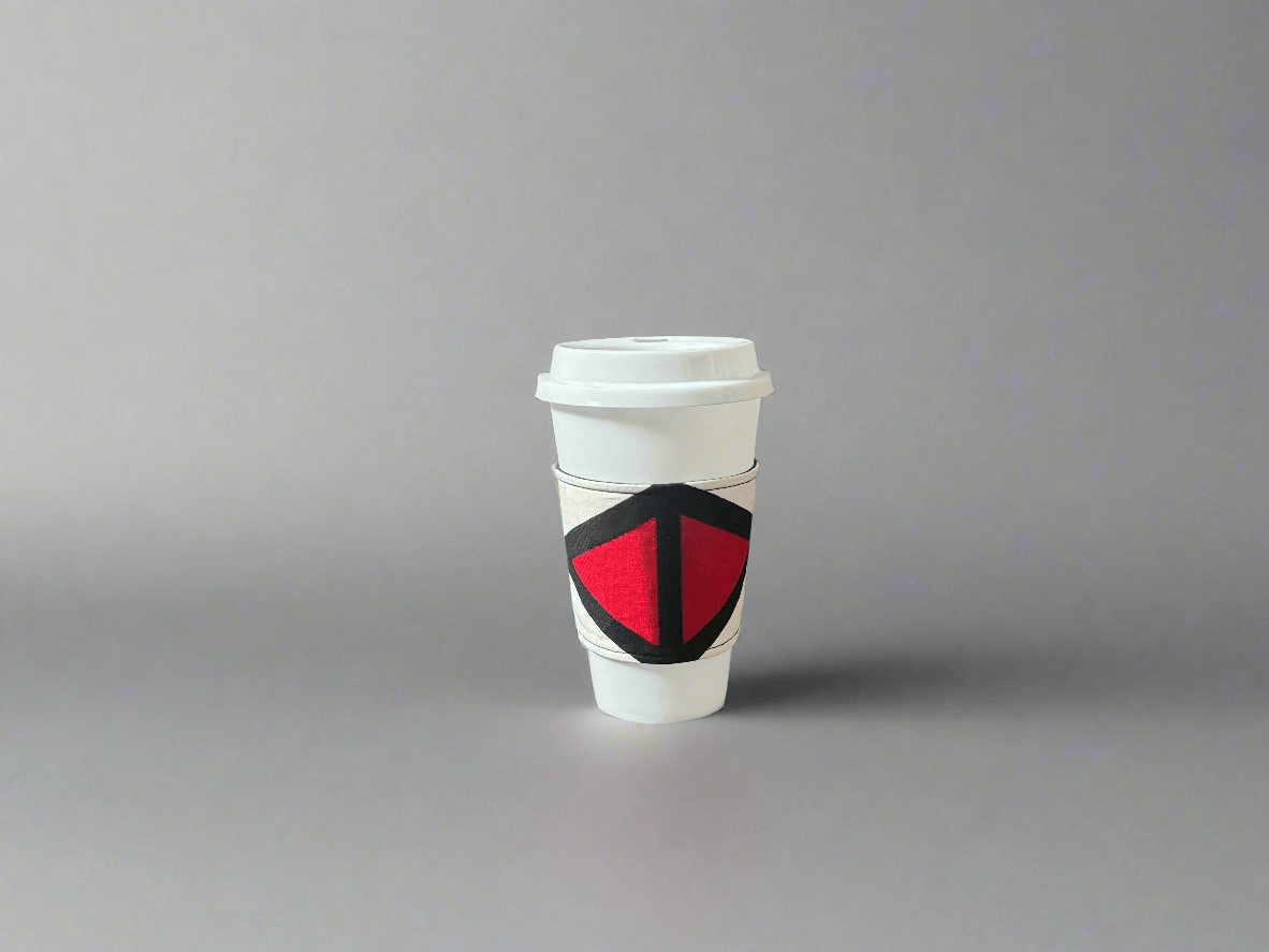 Ethnic, Fabric, Patterned, Handmade Black, Red and Yellow Cup Sleeve - Gezia Accents