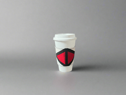 Ethnic, Fabric, Patterned, Handmade Black, Red and Yellow Cup Sleeve - Gezia Accents