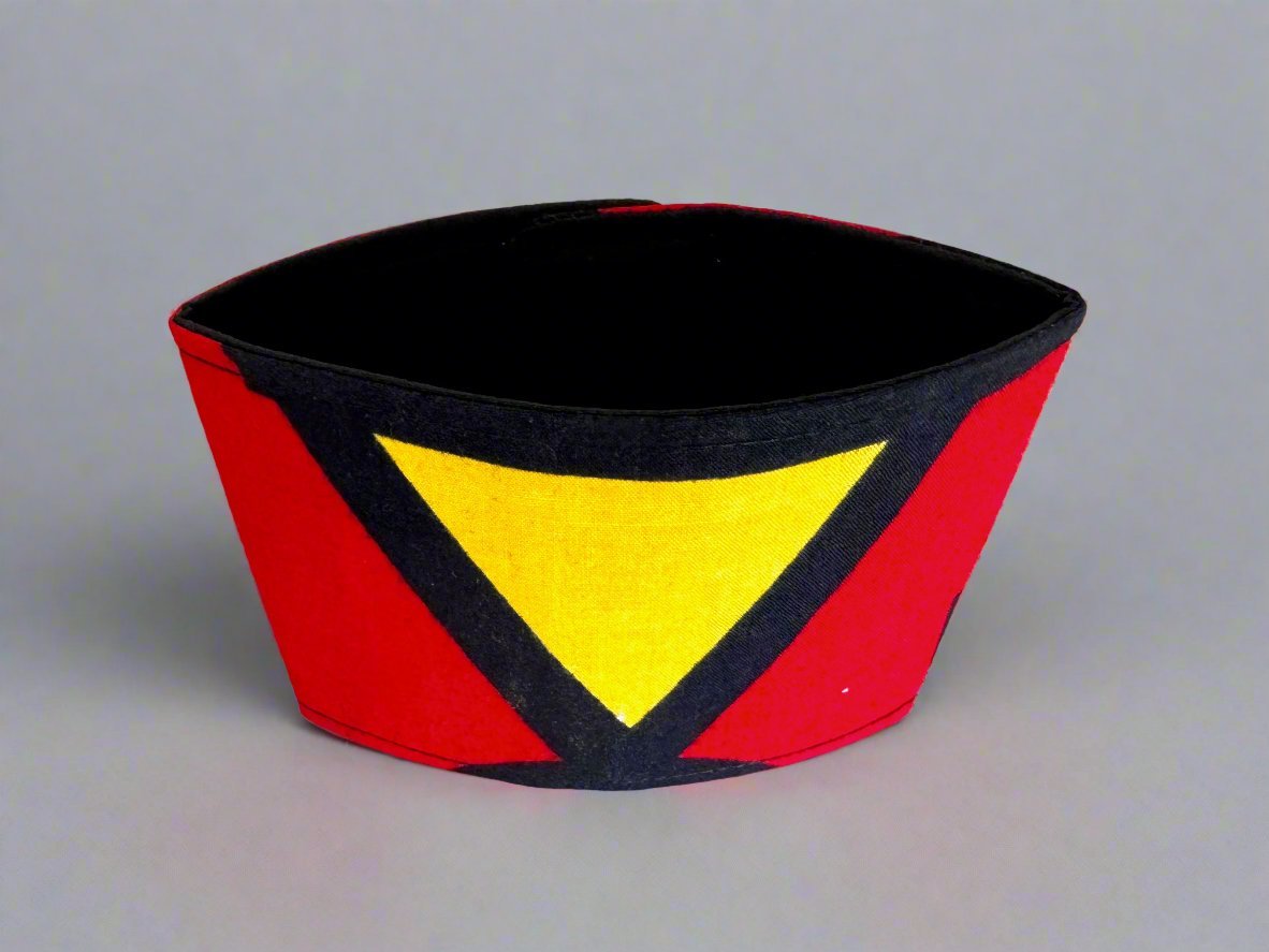 Ethnic, Fabric, Patterned, Handmade Black, Red and Yellow Cup Sleeve - Gezia Accents