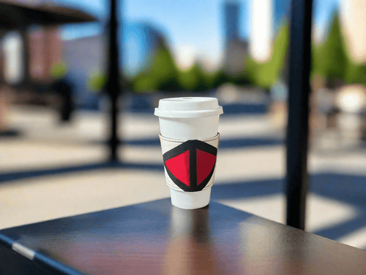 Ethnic, Fabric, Patterned, Handmade Black, Red and Yellow Cup Sleeve - Gezia Accents