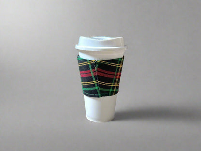 Ethnic, Fabric, Patterned, Handmade Black, Red, Green, and Gold Cup Sleeve - Gezia Accents