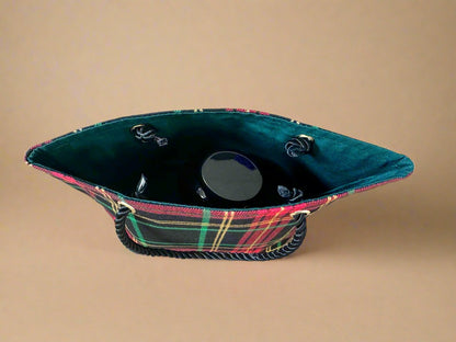 Ethnic, Fabric, Patterned, Handmade Black, Red, Green and Gold Mini Tote - Gezia Accents