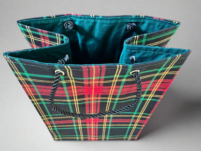 Ethnic, Fabric, Patterned, Handmade Black, Red, Green and Gold Small Bag - Gezia Accents