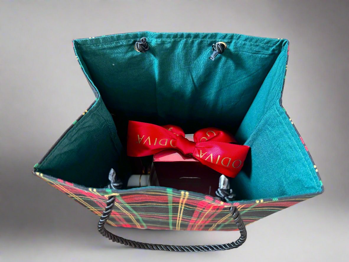 Ethnic, Fabric, Patterned, Handmade Black, Red, Green and Gold Small Bag - Gezia Accents