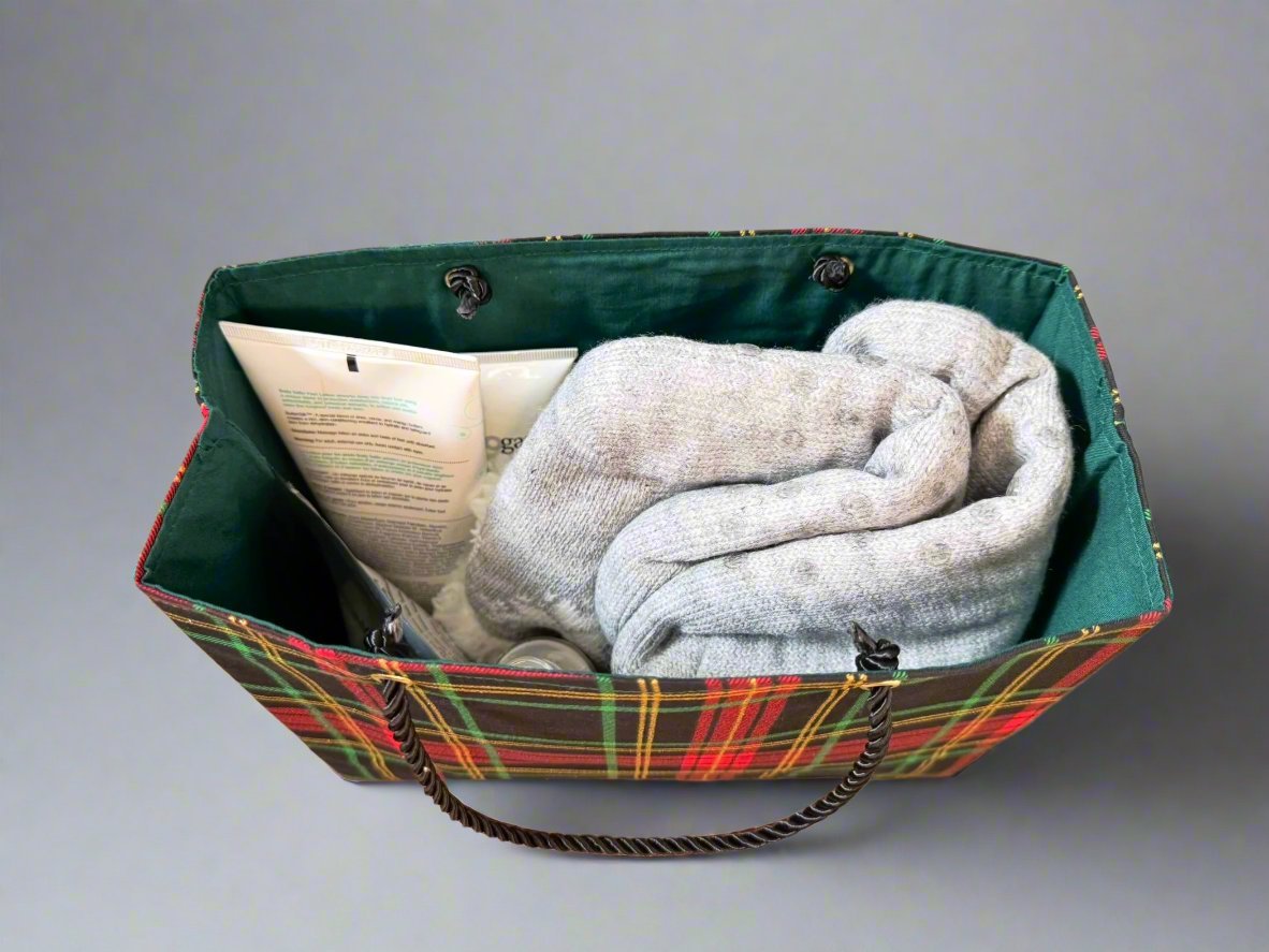 Ethnic, Fabric, Patterned, Handmade Black, Red, Green and Gold Small Wardrobe Bag - Gezia Accents