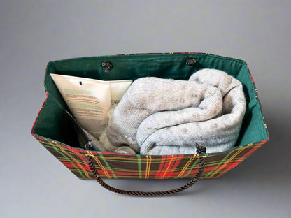 Ethnic, Fabric, Patterned, Handmade Black, Red, Green and Gold Small Wardrobe Bag - Gezia Accents