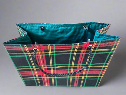 Ethnic, Fabric, Patterned, Handmade Black, Red, Green and Gold Small Wardrobe Bag - Gezia Accents