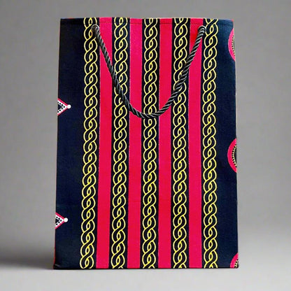 Ethnic, Fabric, Patterned, Handmade Black, Red, White and Gold Medium Bag - Gezia Accents