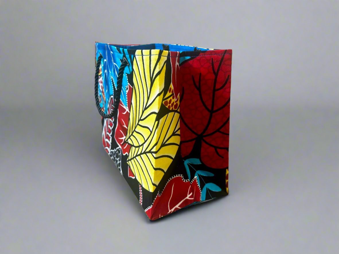 Ethnic, Fabric, Patterned, Handmade Black, Turquoise, White, Red and Yellow Small Wardrobe Bag - Gezia Accents