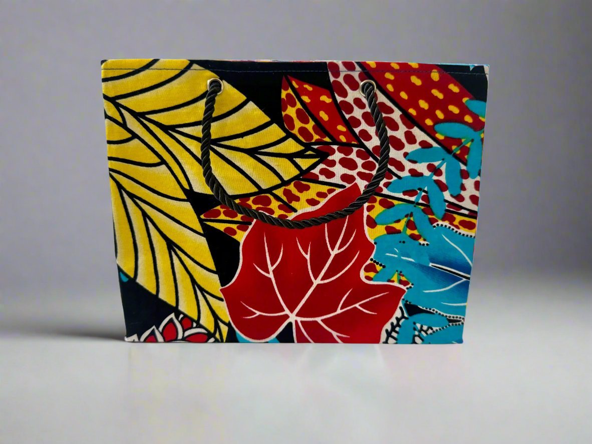 Ethnic, Fabric, Patterned, Handmade Black, Turquoise, White, Red and Yellow Small Wardrobe Bag - Gezia Accents