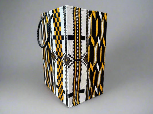 Ethnic, Fabric, Patterned, Handmade Black, White and Gold Small Bag - Gezia Accents