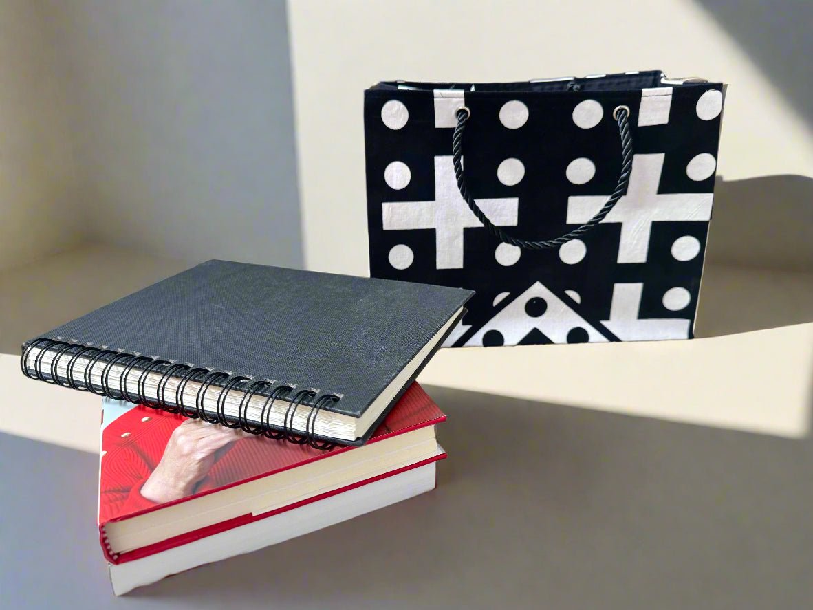 Ethnic, Fabric, Patterned, Handmade Black, White, Red and Yellow Small Wardrobe Bag - Gezia Accents