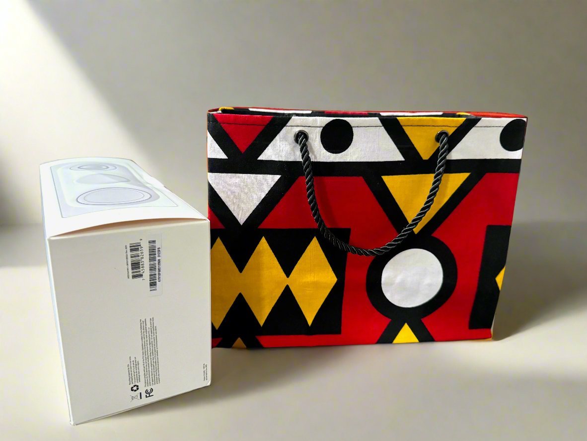 Ethnic, Fabric, Patterned, Handmade Black, White, Red and Yellow Small Wardrobe Bag - Gezia Accents