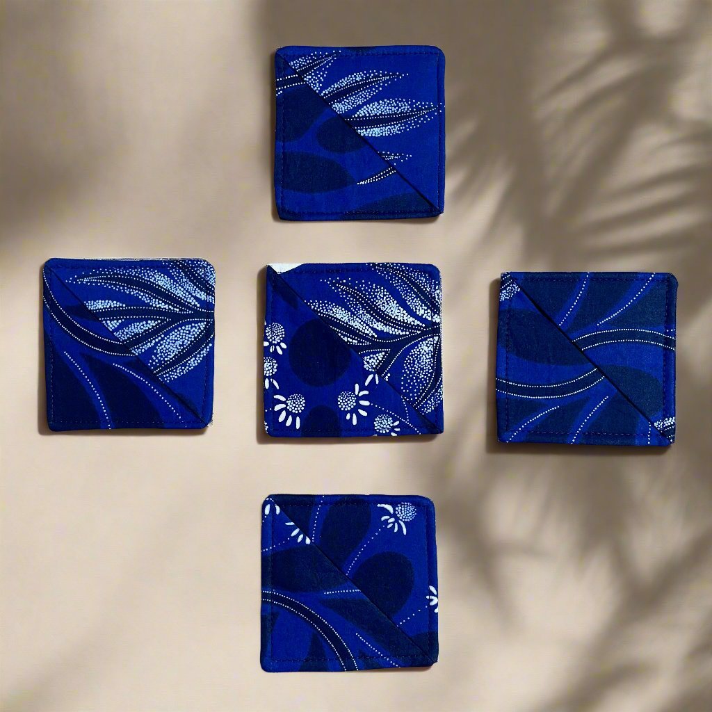 Ethnic, Fabric, Patterned, Handmade Blue and White Bookmark - Gezia Accents