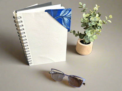 Ethnic, Fabric, Patterned, Handmade Blue and White Bookmark - Gezia Accents