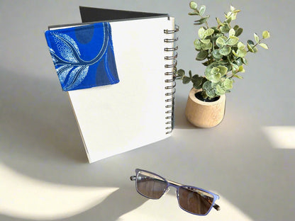 Ethnic, Fabric, Patterned, Handmade Blue and White Bookmark - Gezia Accents