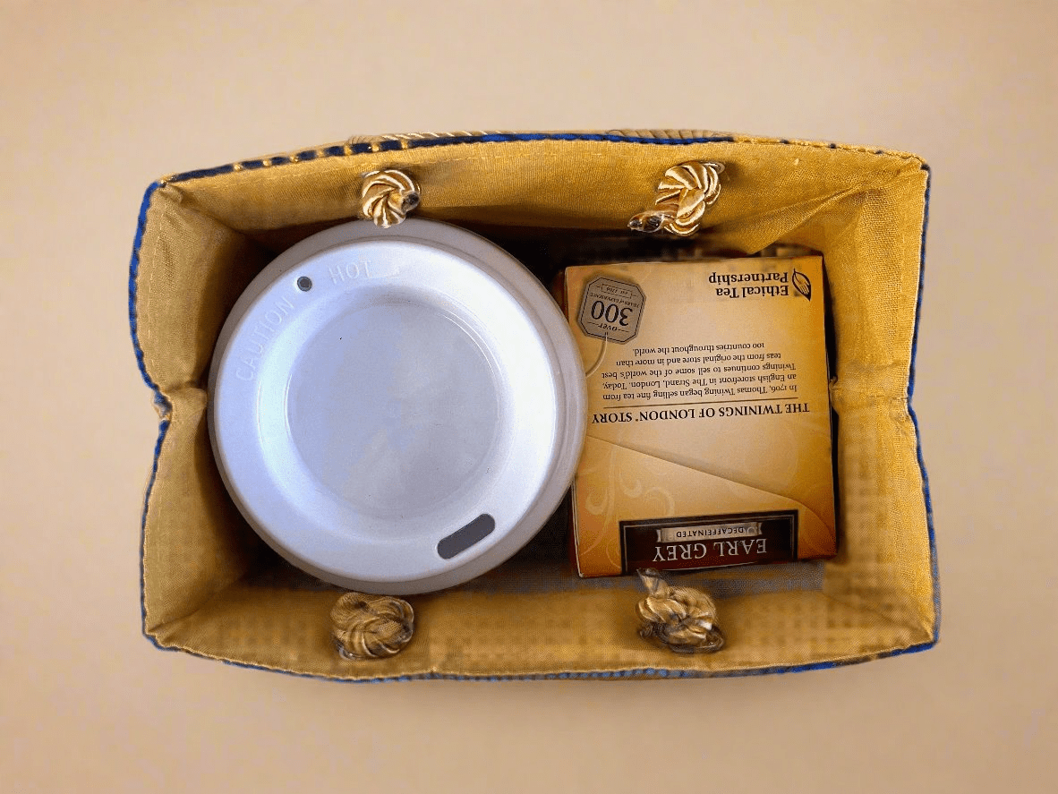 Ethnic, Fabric, Patterned, Handmade Blue, Black, and Gold Small Bag - Gezia Accents