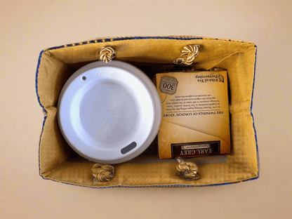 Ethnic, Fabric, Patterned, Handmade Blue, Black, and Gold Small Bag - Gezia Accents