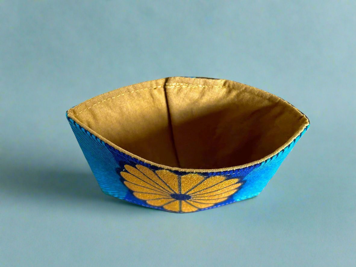 Ethnic, Fabric, Patterned, Handmade Blue, Turquoise, Black, and Gold Cup Sleeve - Gezia Accents