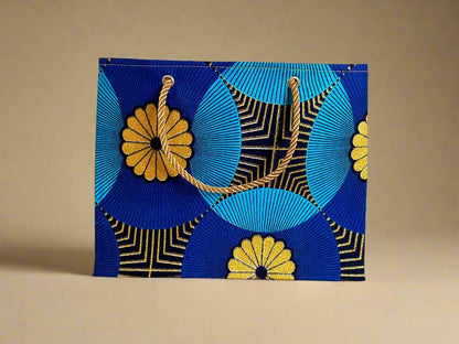 Ethnic, Fabric, Patterned, Handmade Blue, Turquoise, Black, and Gold Small Wardrobe Bag - Gezia Accents