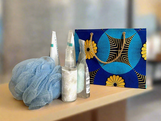 Ethnic, Fabric, Patterned, Handmade Blue, Turquoise, Black, and Gold Small Wardrobe Bag - Gezia Accents