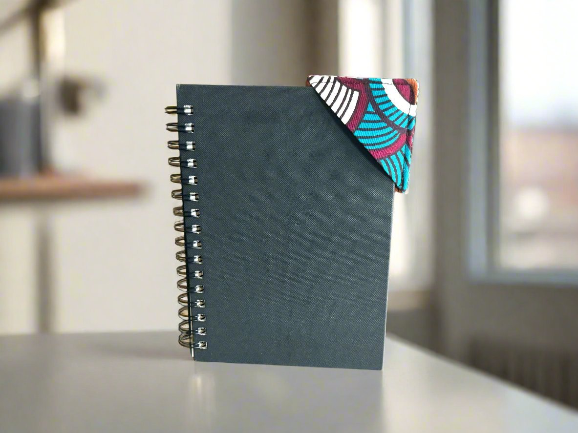 Ethnic, Fabric, Patterned, Handmade Brown, Turquoise, and Cream Bookmark - Gezia Accents