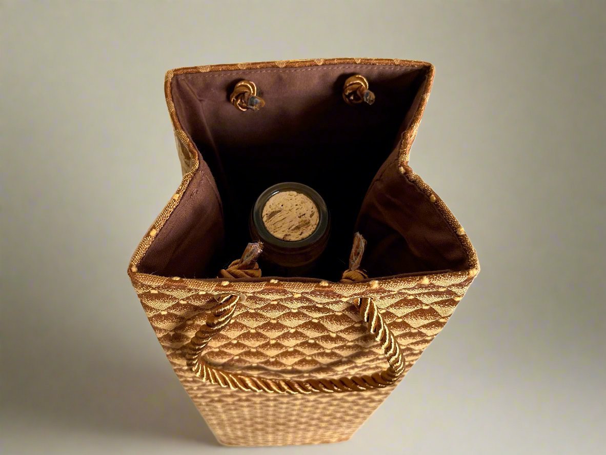 Ethnic, Fabric, Patterned, Handmade Camel Wine Gift Bag - Gezia Accents