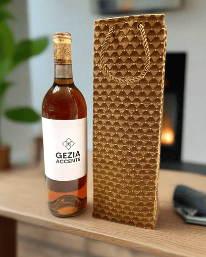Ethnic, Fabric, Patterned, Handmade Camel Wine Gift Bag - Gezia Accents