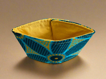 Ethnic, Fabric, Patterned, Handmade Dark and Light Green and Gold Cup Sleeve - Gezia Accents