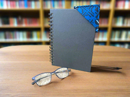 Ethnic, Fabric, Patterned, Handmade Dark Blue, Blue, Black, and White Bookmark - Gezia Accents