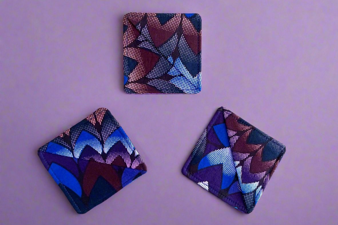 Ethnic, Fabric, Patterned, Handmade Dark Blue, Purple, Lavender and Royal Blue Bookmark - Gezia Accents