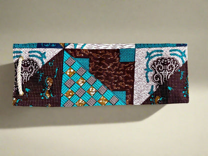 Ethnic, Fabric, Patterned, Handmade Dark Brown, Beige, Green, and Cream Wine Gift Bag - Gezia Accents