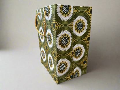 Ethnic, Fabric, Patterned, Handmade Dark Green, Green, White, and Gold Medium Bag - Gezia Accents