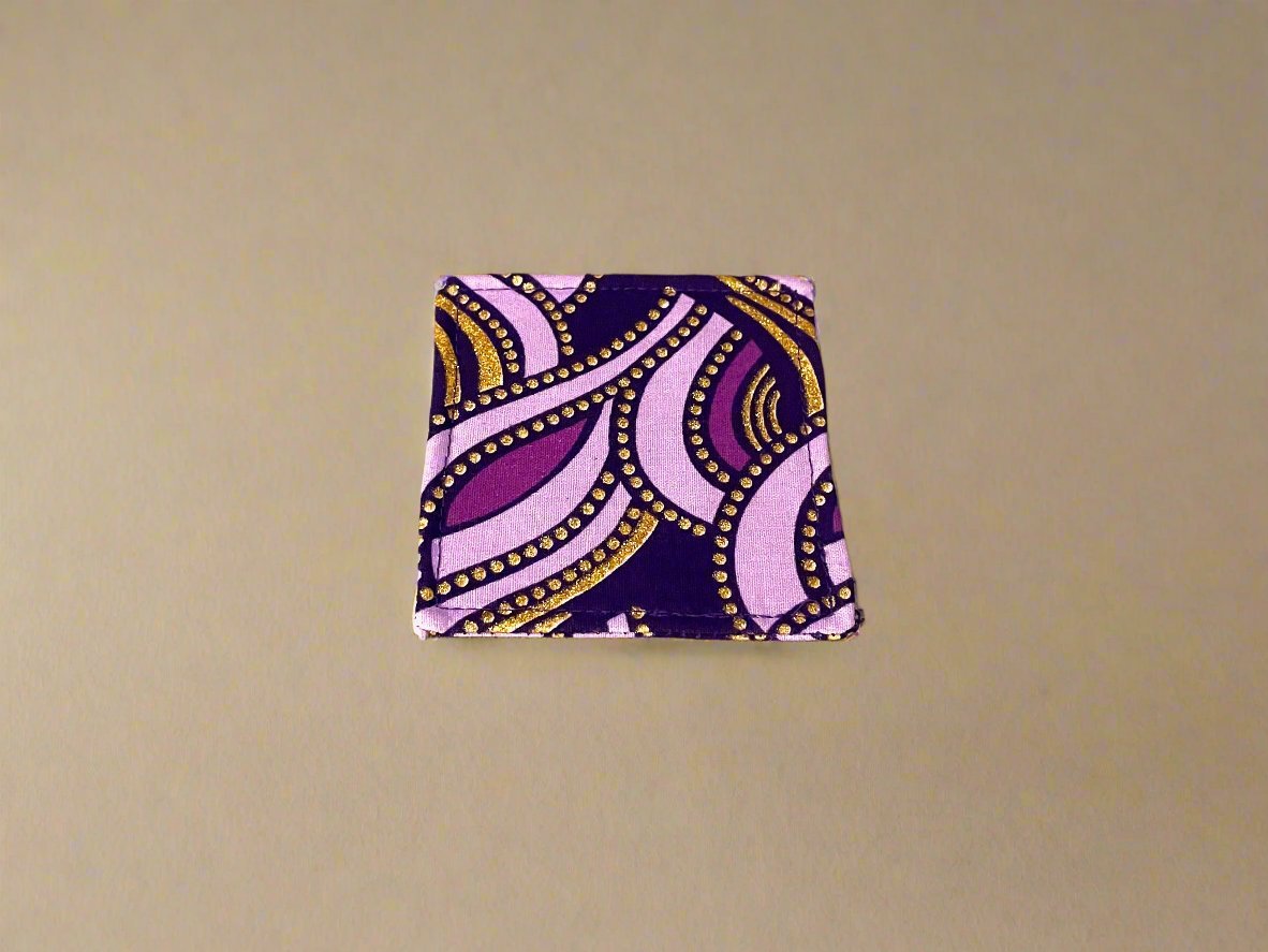 Ethnic, Fabric, Patterned, Handmade Dark Purple, Light Purple, and Gold Bookmark - Gezia Accents