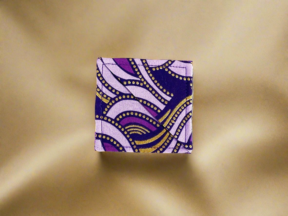 Ethnic, Fabric, Patterned, Handmade Dark Purple, Light Purple, and Gold Bookmark - Gezia Accents