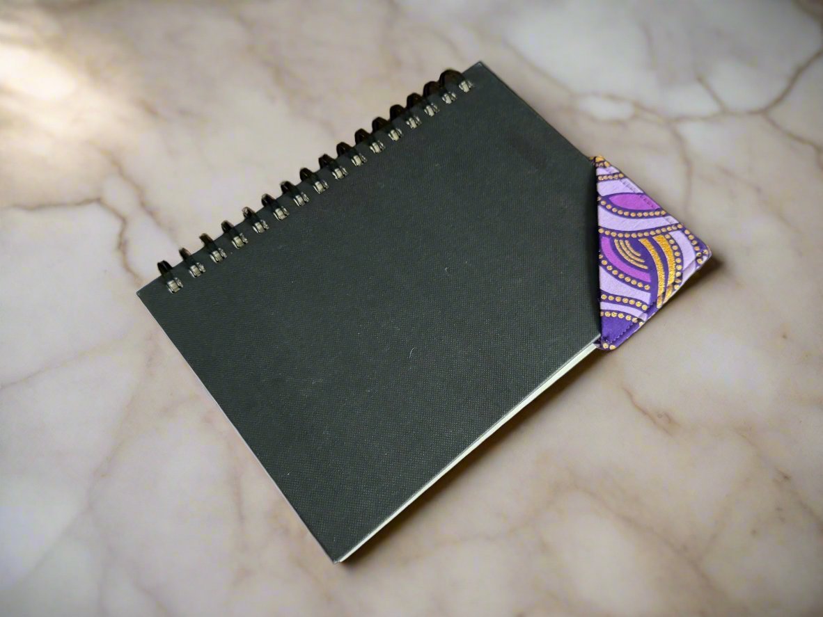 Ethnic, Fabric, Patterned, Handmade Dark Purple, Light Purple, and Gold Bookmark - Gezia Accents