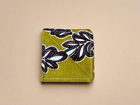 Ethnic, Fabric, Patterned, Handmade Green, Dark Brown, and White Bookmark - Gezia Accents