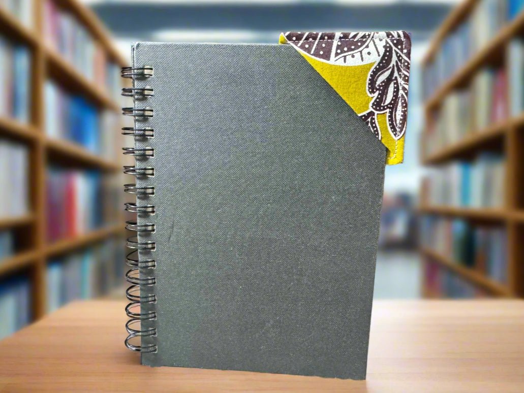 Ethnic, Fabric, Patterned, Handmade Green, Dark Brown, and White Bookmark - Gezia Accents