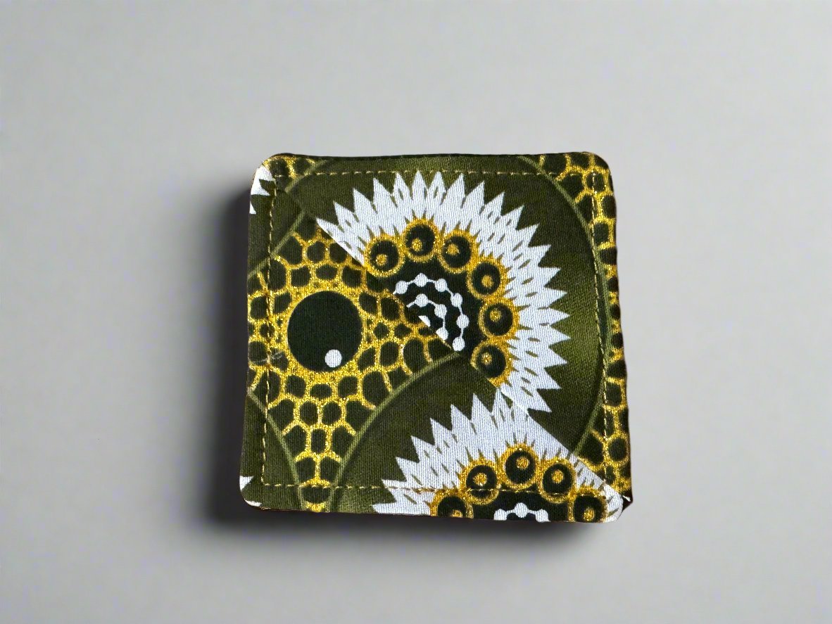 Ethnic, Fabric, Patterned, Handmade Green, Dark Green, Cream, and Gold Bookmark - Gezia Accents