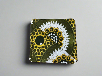 Ethnic, Fabric, Patterned, Handmade Green, Dark Green, Cream, and Gold Bookmark - Gezia Accents