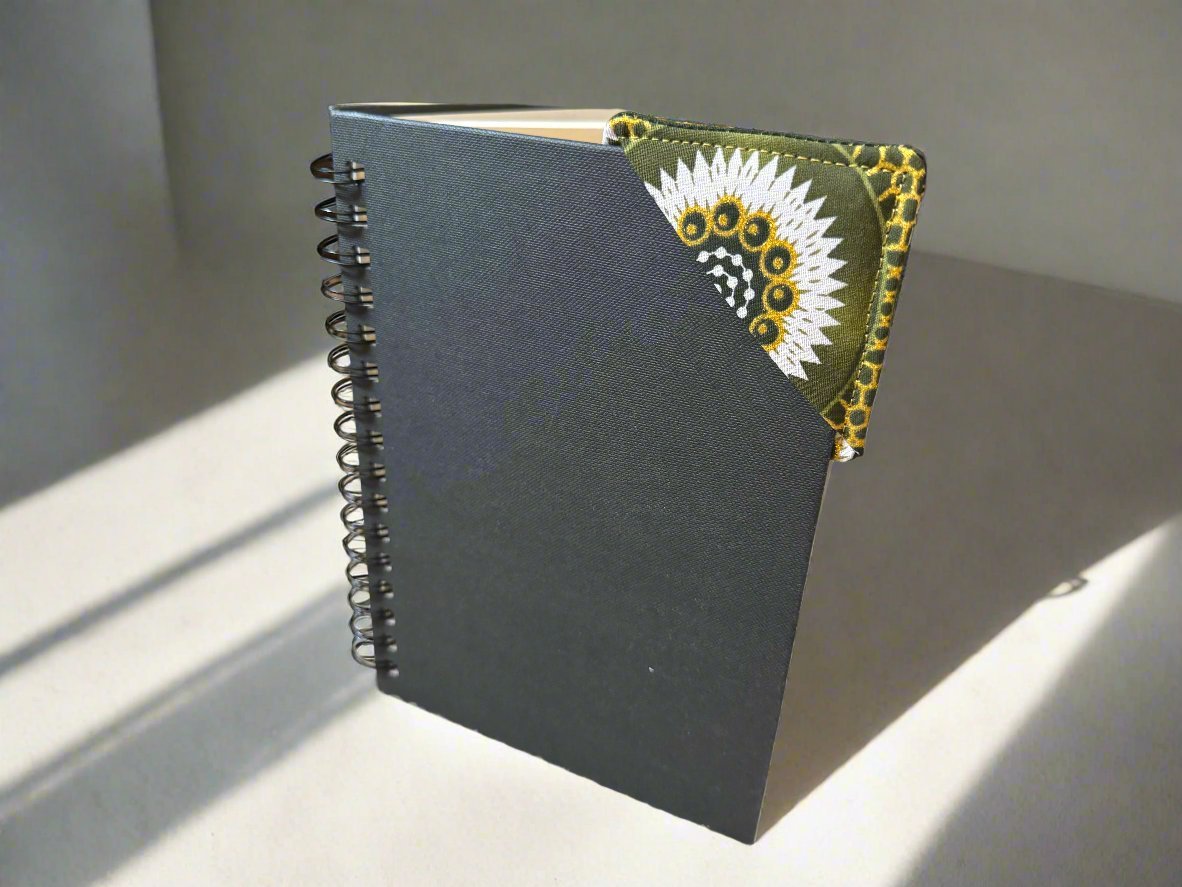 Ethnic, Fabric, Patterned, Handmade Green, Dark Green, Cream, and Gold Bookmark - Gezia Accents