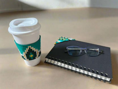 Ethnic, Fabric, Patterned, Handmade Green, Dark Green, White, and Gold Bookmark - Gezia Accents