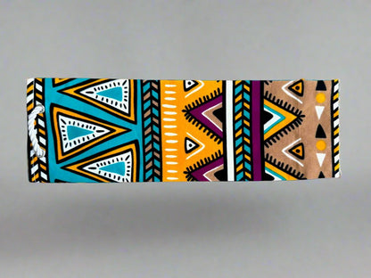 Ethnic, Fabric, Patterned, Handmade Green, Tan, Cream, Purple, and Gold Wine Gift Bag - Gezia Accents