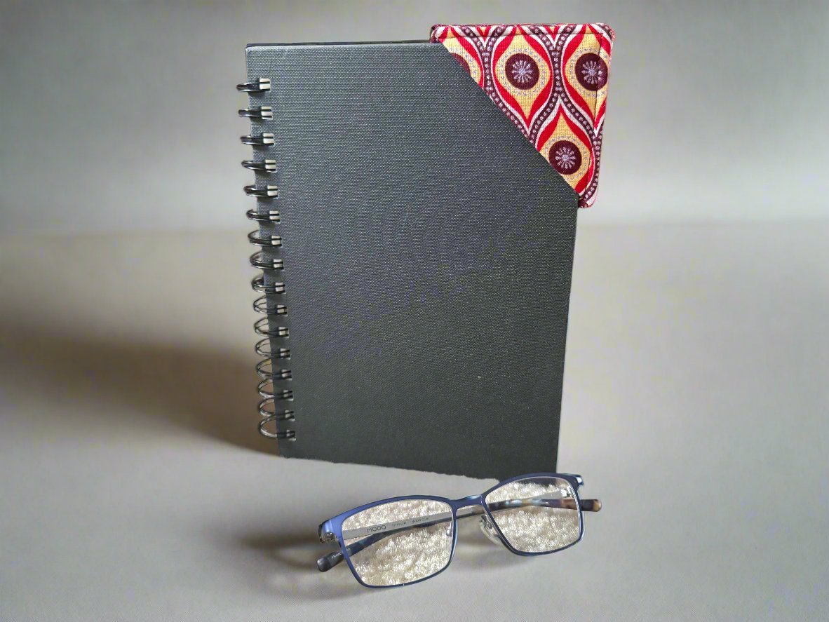 Ethnic, Fabric, Patterned Handmade Maroon, Beige, Red and Silver Bookmark - Gezia Accents