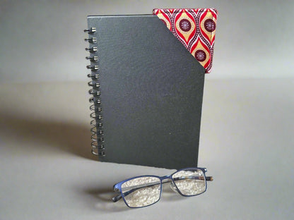 Ethnic, Fabric, Patterned Handmade Maroon, Beige, Red and Silver Bookmark - Gezia Accents