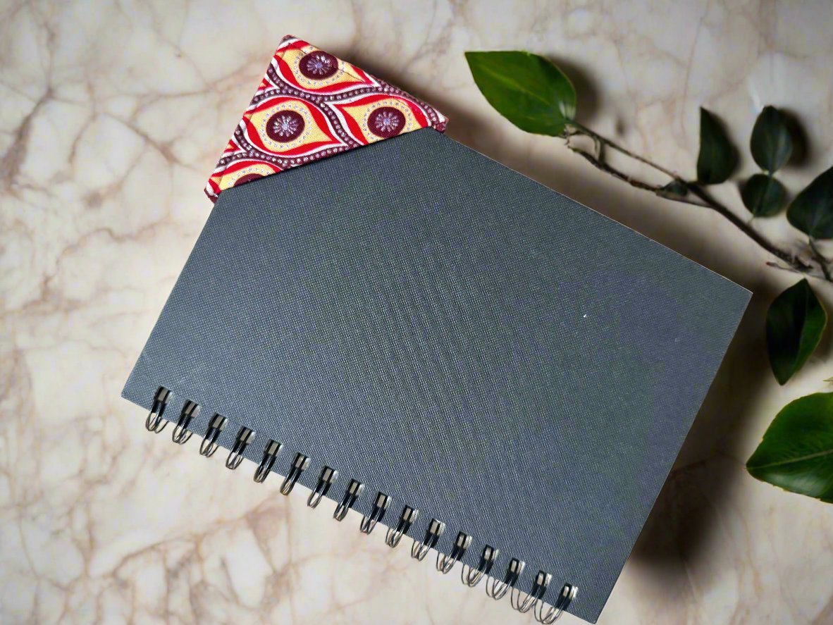 Ethnic, Fabric, Patterned Handmade Maroon, Beige, Red and Silver Bookmark - Gezia Accents