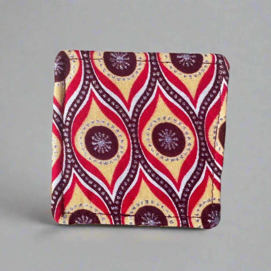 Ethnic, Fabric, Patterned Handmade Maroon, Beige, Red and Silver Bookmark - Gezia Accents