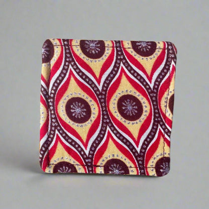 Ethnic, Fabric, Patterned Handmade Maroon, Beige, Red and Silver Bookmark - Gezia Accents