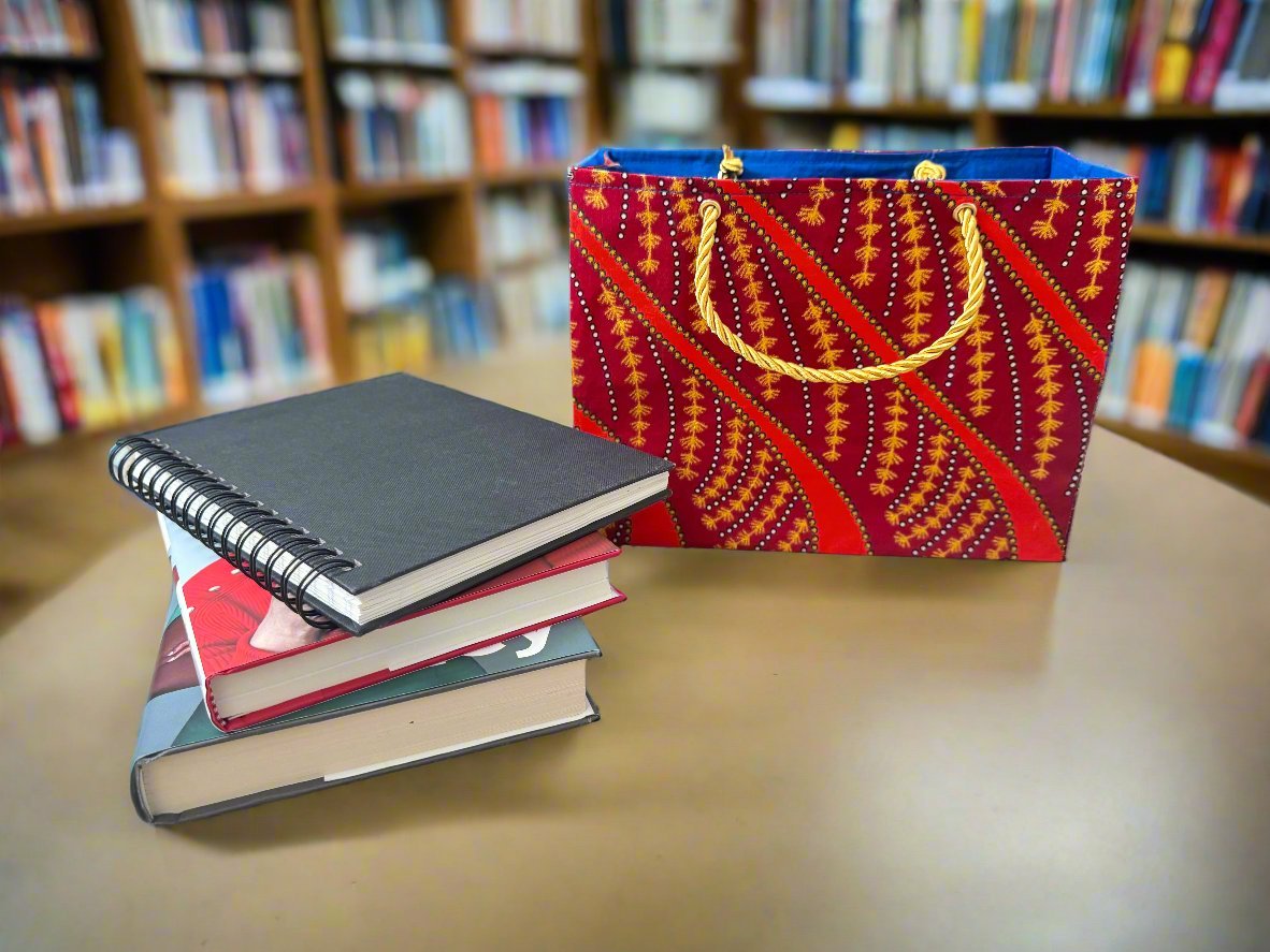 Ethnic, Fabric, Patterned, Handmade Maroon, Blue, Orange, and Gold Small Wardrobe Bag - Gezia Accents