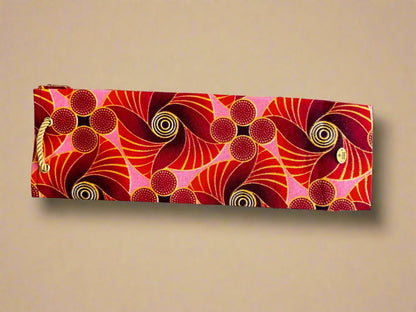 Ethnic, Fabric, Patterned, Handmade Maroon, Red, Pink and Gold Wine Gift Bag - Gezia Accents